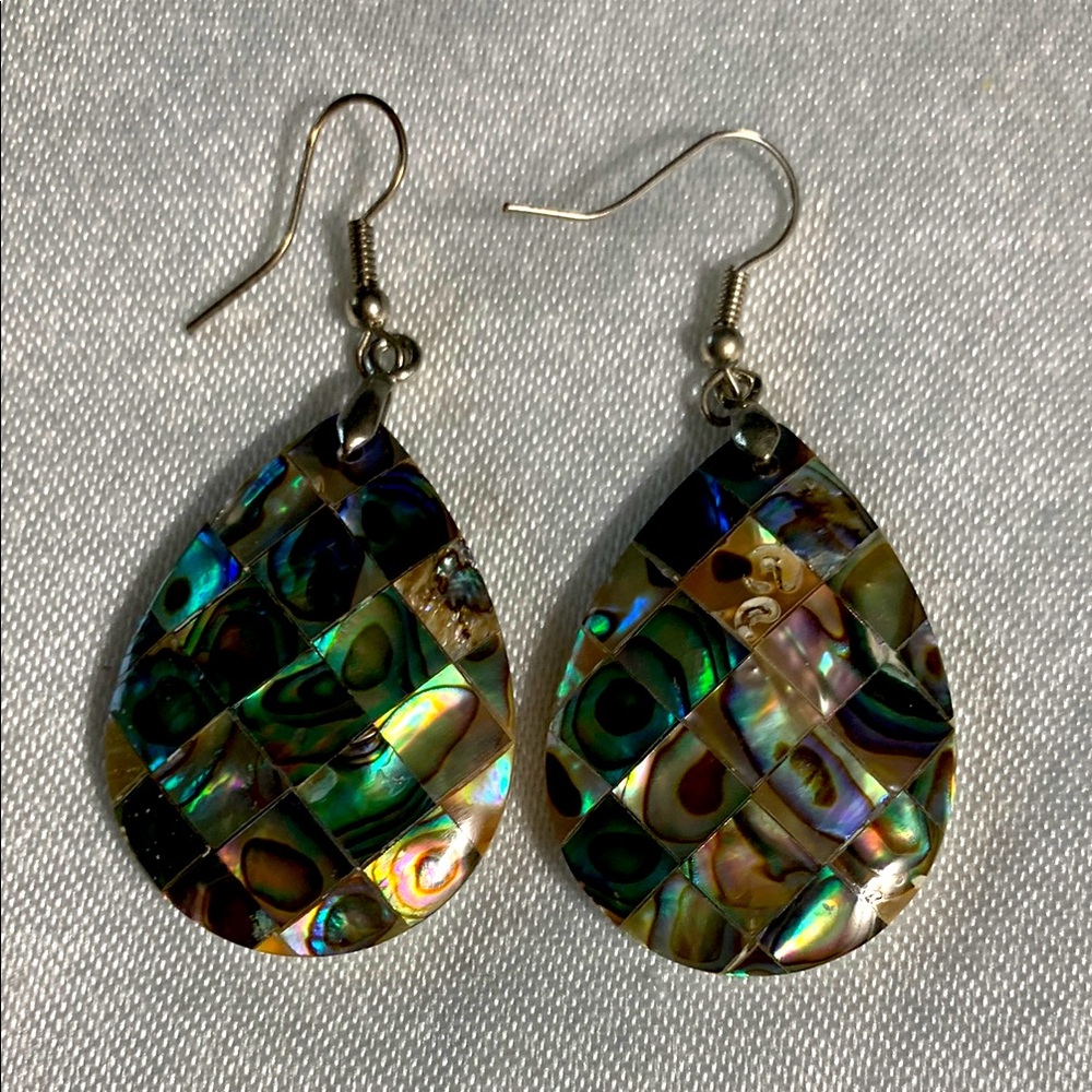 Iridescent Multicolor Abalone-like Teardrop Earrings